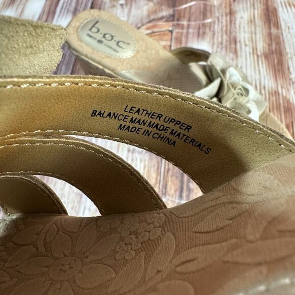 BOC Born Concept Size 7 Bronze Leather Flower Cork Wedge Sandals Open Toe Shoes - Picture 11 of 11